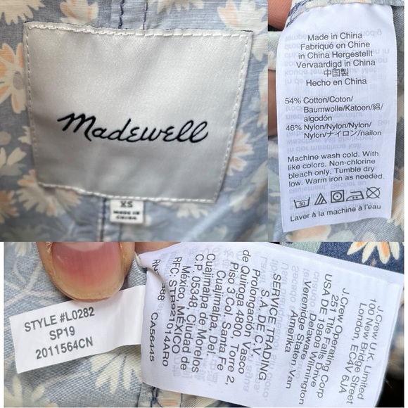 Madewell Ruffle-Neck Anorak Rain Jacket In French Floral Blue Moon Sz XS - Picture 3 of 15